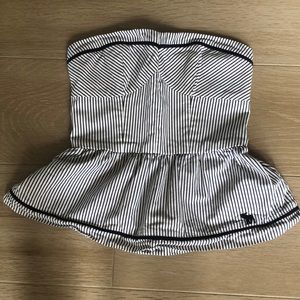 Abercrombie woman blue and white striped top